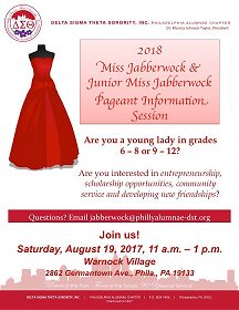 Flyer for 2018 Miss Jabberwock & Junior Miss Jabberwock Information Session.