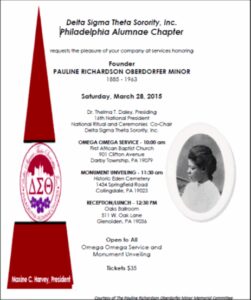 Invitation flyer for a Pauline Richardson Schroeder Minor event.