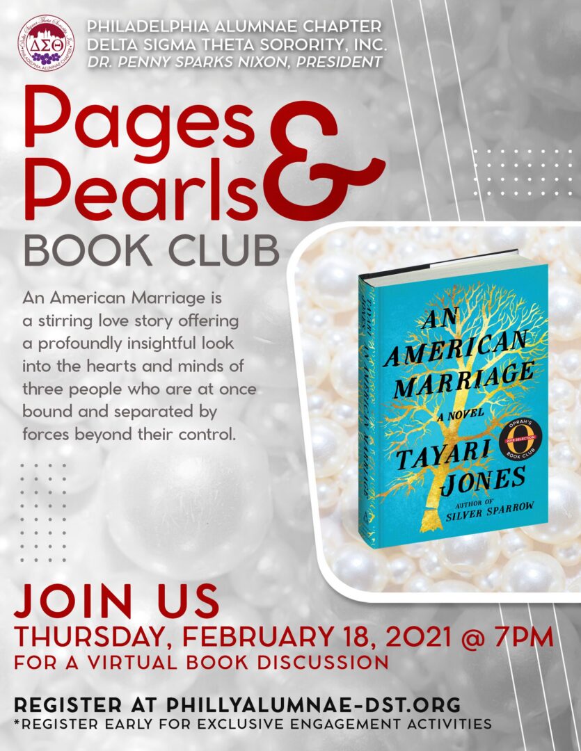 Invitation to Pages & Peels Book Club discussing "An American Marriage" by Tayari Jones.