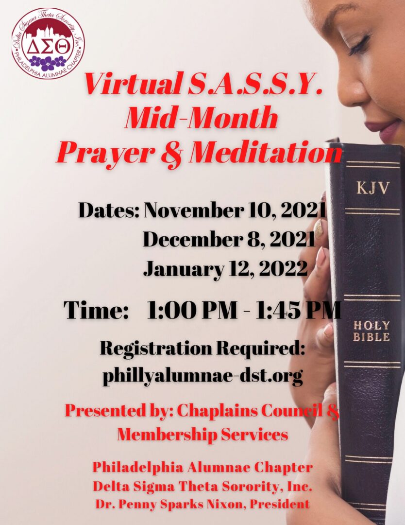 Virtual S.A.S.S.Y. Mid-Month Prayer and Meditation sessions poster.