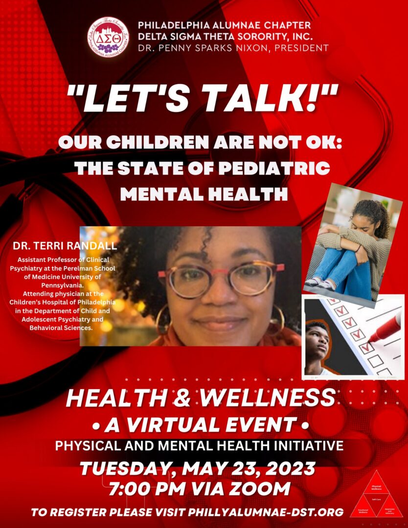 Virtual event on pediatric mental health featuring Dr. Teri Randall.