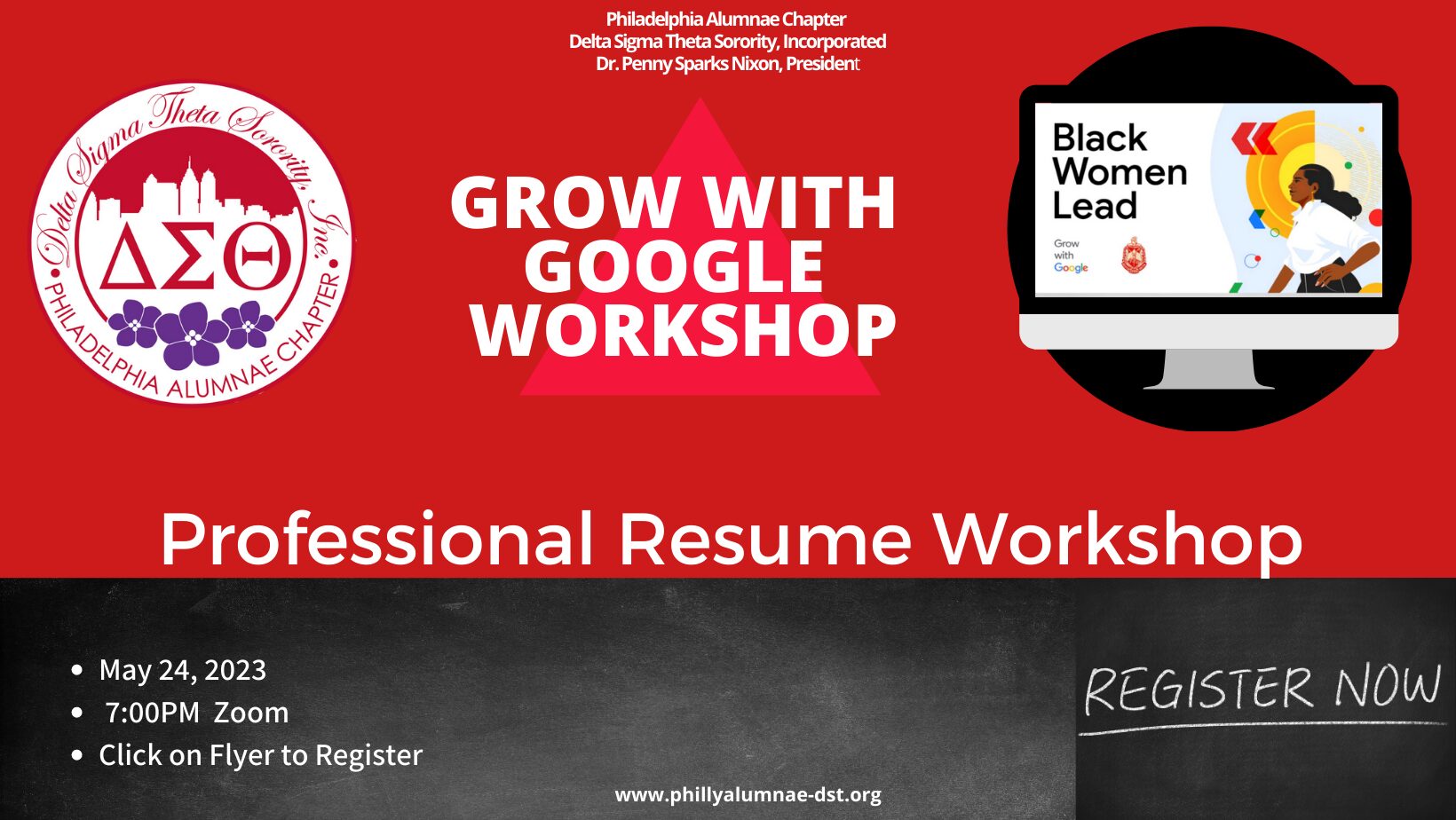 Advertisement for a professional resume workshop by Philadelphia Women in Tech.