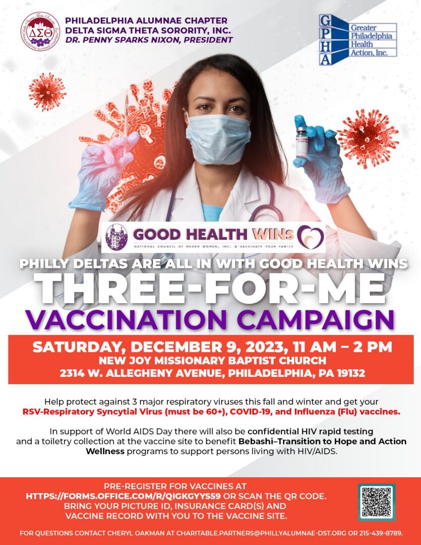 Community vaccination clinic for three-to-four-year-olds with free vaccines and snacks.