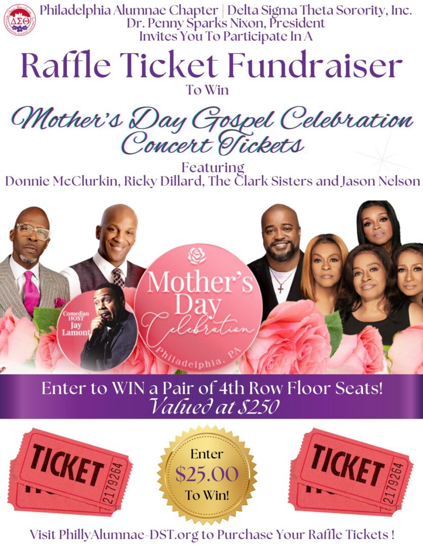 Flyer for a Mother's Day concert fundraiser with raffle details.