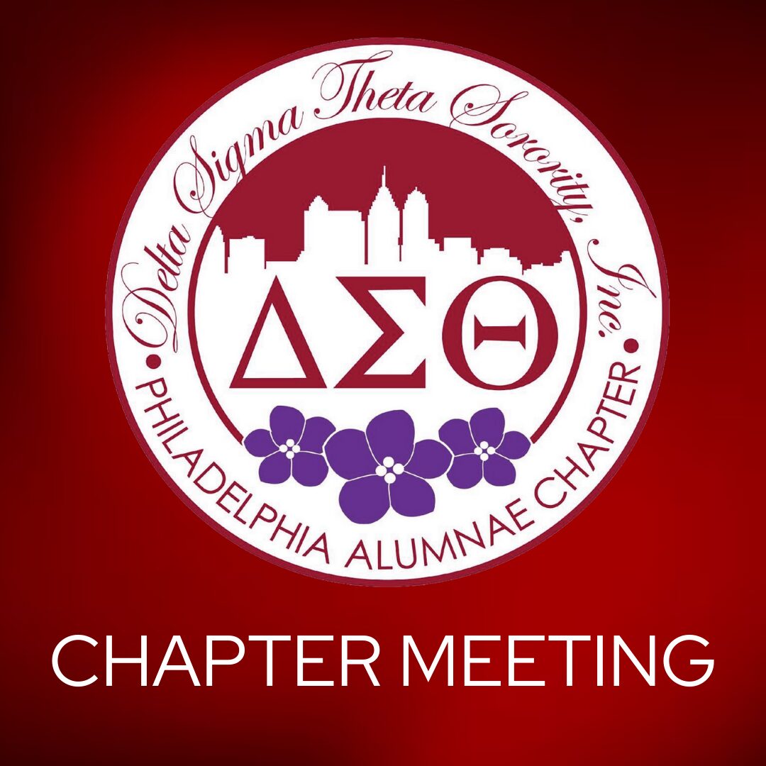 Delta Sigma Theta Philadelphia Alumnae Chapter meeting logo.
