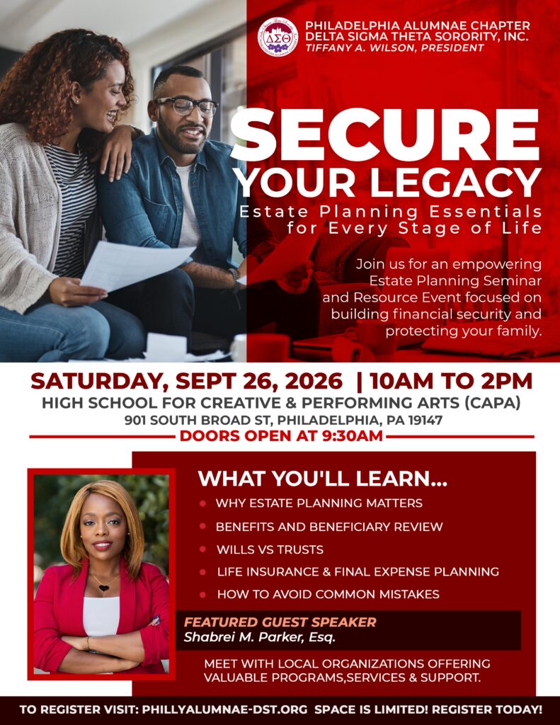 Estate planning seminar event announcement flyer.